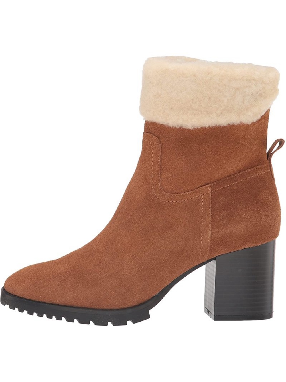 Blondo Tia Camel Brown Suede Shearling-Cuff Waterproof Boots
